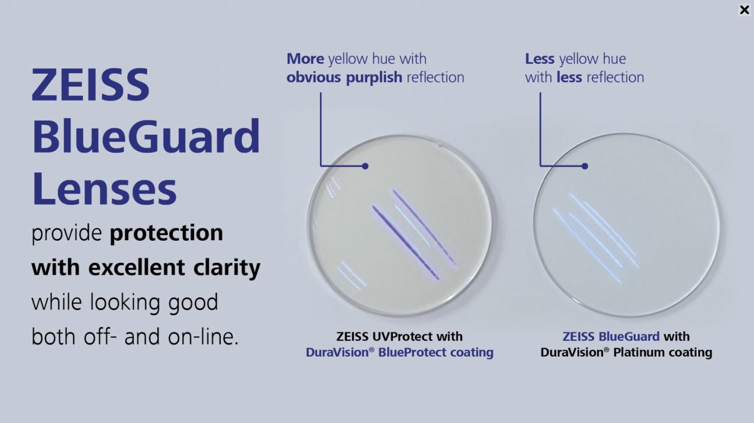 ZEISS BlueGuard vs Essilor Blue UV Capture Evershine Optical